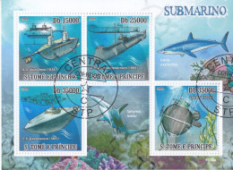 2009 Sao Tome And Principe Stamp The Submarine Sheetlet+S/S  Cancel - Duikboten