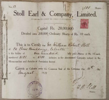 BRITISH INDIA 1919 STOLL EARL & COMPANY LIMITED.....SHARE CERTIFICATE - Industrie