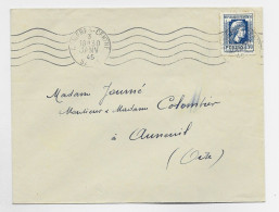 FRANCE N° 639 SEUL LETTRE MEC ASNIERES CENTRE 3 JANV 1945 AU TARIF - 1944 Coq Et Marianne D'Alger