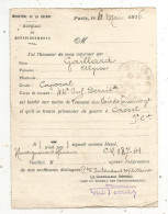 Militaria , Ministére De La Guerre, Bureau Des Renseignements, 1916,  N'EST PAS SIGNALE COMME BLESSE - Dokumente