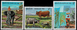 LAOS 1983 Mi 691-693 ANIMALS & FARMING 8th ANNIVERSARY OF LAO P.D.R. MINT STAMPS ** - Laos