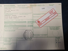 Valencia Boletin De Expedición Paquetes Postales A Francia 1989 Mat. Avión 1978 Ptas. De Franqueo !!! - Machine Labels [ATM]