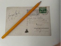 POSTKAART LEIDEN NEDERLAND POSTSTEMPEL DATUM 1933 Gericht Aan Pastoor EH DE BRIE ST.Vincentiuscollege IEPER - Leiden