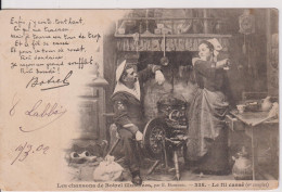 FRANCE -  1902 Vignette.  Les Chansons De Botrel Illustrees - Le Fil Casse.  Undivided Rear 1902 Dinan Postmark - Europe