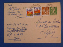 BZ1 FRANCE   BELLE  CARTE  ENTIER 1951 ST AUBIN AIRE A  LYON  + AFF. FLAMBOYANT ++ - Kaarten/Brieven Antwoorden T