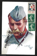 Nos Poilus Soldat   Pipe Moustache LA BASSEE  1914  ERIC DUPUIS Semeuse  Oblit PARIS Vignette "pensez à Nos Soldats" - Militärmarken