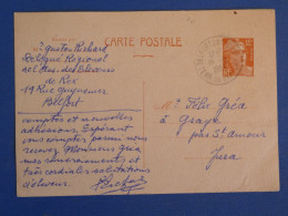 BZ1 FRANCE   BELLE  CARTE  ENTIER GANDON 1955  BELFORT A  GRAYE  + AFF. PLAISANT ++ - Karten/Antwortumschläge T
