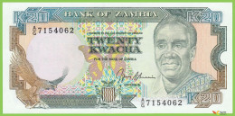 Voyo ZAMBIA 20 Kwacha ND/1989 P32b B133b A/G UNC Fish Eagle - Zambie