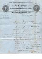 LETTRE FACTURE  DES MINES ET FONDERIES DE ZING DE LA VIEILLE MONTAGNE - 1856 -AFFRANCHIE N°14 BLEU FONCE - - 1800 – 1899