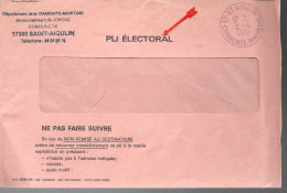 Curiosité Sur Lettre Pli électoral Cachet Manuel 17-St Aigulin 2-4 I99I - Lettres & Documents
