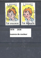 Variété De 1979 Oblitérés Y&T N° 2038 Nuance De Couleur Visage - Gebruikt