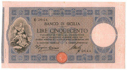 500 LIRE BANCO DI SICILIA BIGLIETTO AL PORTATORE REGNO UMBERTO I 24/12/1897 QBB - Otros & Sin Clasificación