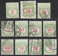 Luxemburg 1922 Postage Due Red Figures On Green 11 Values From The Set Michel P 10 / 20 - Postage Due