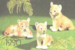 Pocket Calendar, Porcellan Lion Statues, 1990 - Small : 1981-90