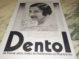 ANCIENNE PUBLICITE AIMEE MORTIMER ET DENTOL 1937 - Sonstige & Ohne Zuordnung