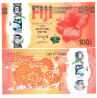 Fiji 100 Cents 2023 -2024 Year Of Dragon Commemorative Polymer Issue - Fidji
