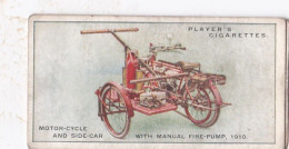 Fire Fighting Appliances 1929 - Players Cigarette Cards - 36 Motor Cycle Fire Pump 1910 - Player's