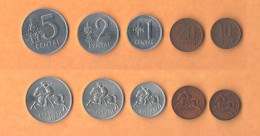 Lituania 10 + 20 Centu + 1 + 2 + 5 Centai 1991 Lietuva Lithuania Lituanie - Lithuania