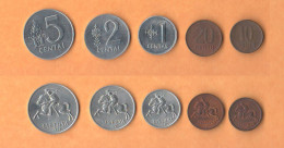 Lituania 10 + 20 Centu + 1 + 2 + 5 Centai 1991 Lietuva Lithuania Lituanie - Litauen