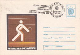 SPORTS, VOLLEYBALL, WORLD UNIVERSITY GAMES, COVER STATIONERY, ENTIER POSTAL, 1981, ROMANIA - Volleybal