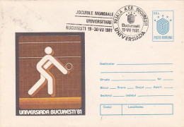 SPORTS, VOLLEYBALL, WORLD UNIVERSITY GAMES, COVER STATIONERY, ENTIER POSTAL, 1981, ROMANIA - Volley-Ball