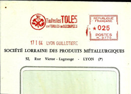 Lettre  EMA Havas M 1964 Toute Les Toles En Feuilles 69 Lyon Ste Lorraine Acier  Marteau Fleur Chardon  A22/48 - Usines & Industries