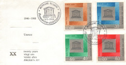 LAOS EN 1966 ENVELOPPE PREMIER JOUR F.D.C VINGT ANS DE L' UNESCO - Laos