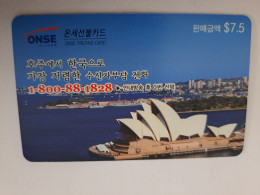 KOREA SOUTH / $ 7.5 / SYDNEY OPERA HOUSE /  PREPAID CARD    **14967** - Corée Du Sud