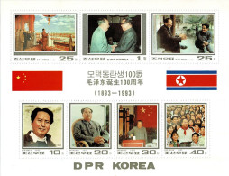 KOREA 1993 Mi 3500-3506 100th ANNIVERSARY OF MAO ZEDUNG (TSE-TUNG) MINT MINIATURE SHEET ** - Mao Tse-Tung