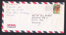 Taiwan: Airmail Cover To Germany, 1 Stamp, Megacrania Insect, Fruit (minor Damage) - Covers & Documents