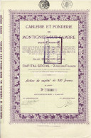 Titre De 1927 - Câblerie Et Fonderie De & à Montignies-sur/Sambre - Industrie