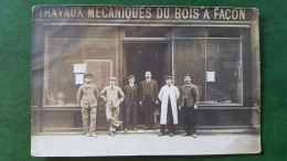 Carte  Photo  Travaux Mécaniques Du Bois à Façon , Cachet Paris Rue Réaumur - Negozi