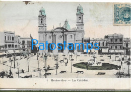 212133 URUGUAY MONTEVIDEO LA CATEDRAL & PLAZA TRANVIA TRAMWAY CIRCULATED TO ARGENTINA POSTAL POSTCARD - Uruguay