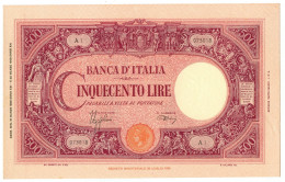 500 LIRE BARBETTI GRANDE C TESTINA FASCIO 31/03/1943 SUP+ - Regno D'Italia – Autres