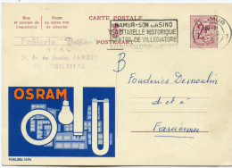 BELGIQUE PUBLIBEL AVEC PUB " OSRAM " DEPART NAMUR 19 II 1963 POUR LA BELGIQUE - Vidrios Y Vitrales