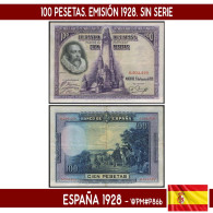 B0982.1# España 1928 100 Pts. Emisión 1928.  Sin Serie (XF) WPM#P86b - 100 Pesetas
