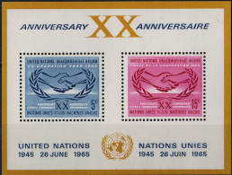 NATIONS UNIES (New York) - 20e Anniversaire Des Nations Unies Feuillet - Hojas Y Bloques