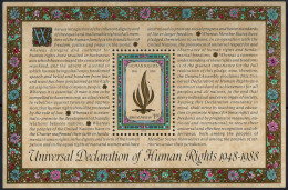 NATIONS UNIES (New York) - 40e Anniversaire De La Déclaration Universelle Des Droits De L'homme  Feuillet - Blokken & Velletjes