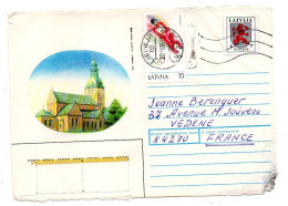 Lettonie---1996 --LIEPAJA  Pour VEDENE --84  (France)-- Timbres  Blason, Luge JO ......cachet - Lettland