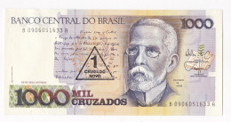 Brésil 1000 Cruzeiros Surcharge 1 Cruzado Novo, N°  B 0906051633 A, UNC - Brazil