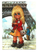 PARIS - Miss Tour Eiffel, Dessin Michel Thomas, Fillette, Enfant 'Poulbot' - Touriste - Thomas