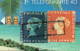 GERMANY - CHIP CARD - E 03 08.91 - BRIEFMARKEN 3 BLAUE + ROTE MAURITIUS (1108) - STAMP - E-Series: Editionsausgabe Der Dt. Postreklame