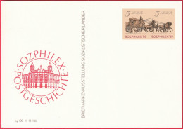 CP - Entier Postal (Allemagne - DDR) - Exposition Mondiale - Sozphilex'85 - Voitures Postales à Passagers (19è) - Postkarten - Ungebraucht