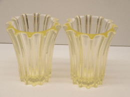 -2 VASES CRISTAL P D'AVESN Pour DAUM Couleur CITRINE Non Signés VITRINE Déco  E - Vasi