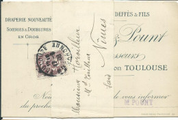 FRANCE CARTE DE VISITE SOUS BANDE 2c TOULOUSE ( HAUTE GARONNE ) POUR NIMES ( GARD ) DE 1908 LETTRE COVER - 1900-29 Blanc