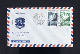 S2998-ANDORRE-AIRMAIL FIRST DAY COVER ANDORRE La VIEILLE.1955.Enveloppe AERIEN.FDC.1er JOUR De EMISSION - Storia Postale