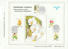 (910 Ex.) " EXPOSITION FLORALE / ORCHIDEES " Sur Feuillet FOS 1er Jour N°té De Monaco De 1990 FDC A SAISIR ! - Orchidées