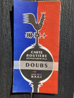 Carte Routière Départementale B.N.C.I DOUBS 25 1957 57x39cm Tres Bon état - Cartes Géographiques