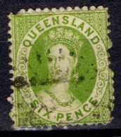 1862-67 Six Pence 6d Apple-green (No Wmk Perf 13 Rough Perfs) (#1) SG 26 (#2) Cat £15.00 - Gebruikt
