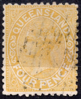 1890-94 Four Pence Yellow SG 193 Cat. £3.25 - Oblitérés